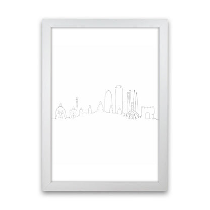 One Line Barcelona Art Print by Seven Trees Design White Grain