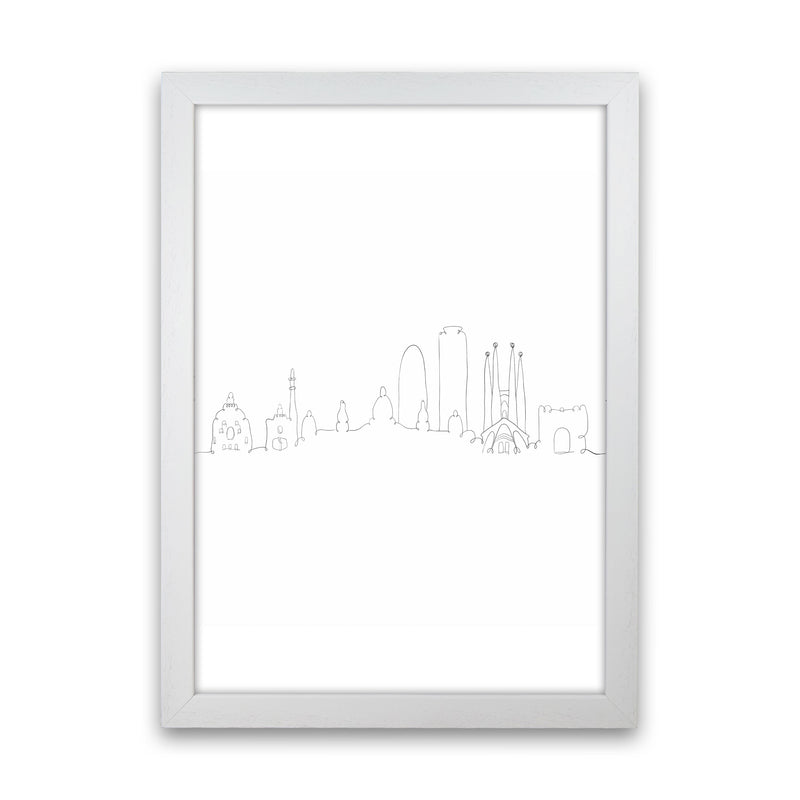 One Line Barcelona Art Print by Seven Trees Design White Grain