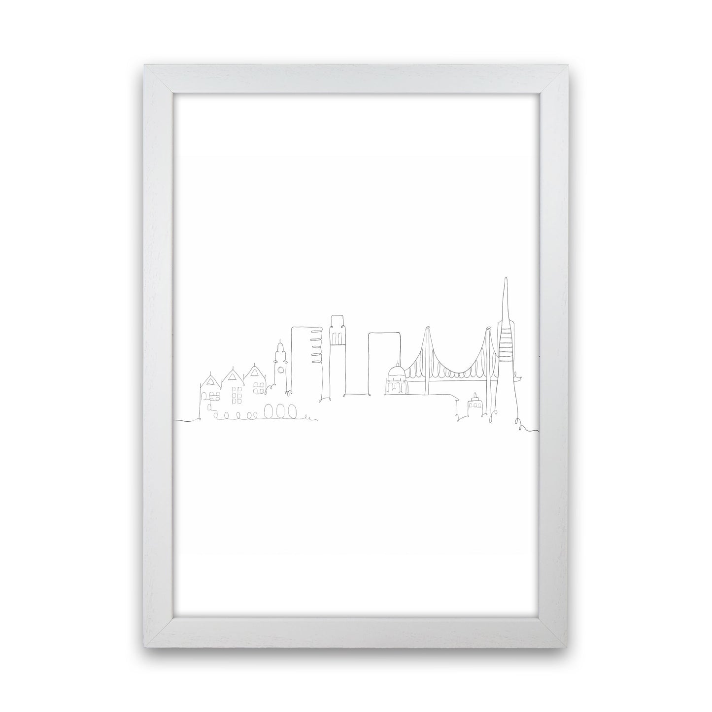 One Line San Francisco Art Print by Seven Trees Design White Grain