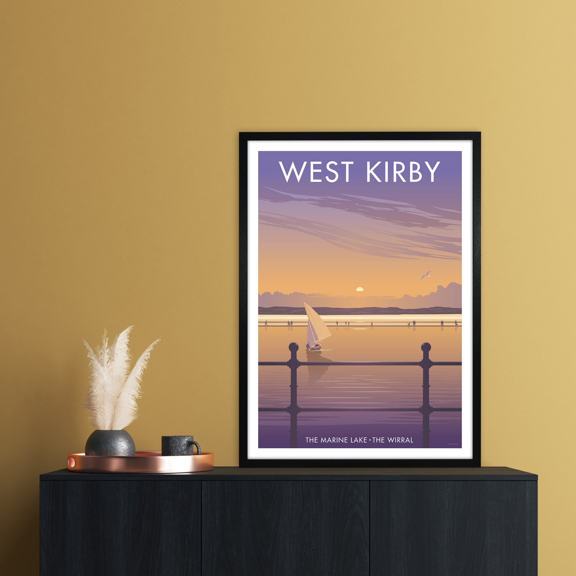 Wirral West Kirby Art Print by Stephen Millership A1 White Frame