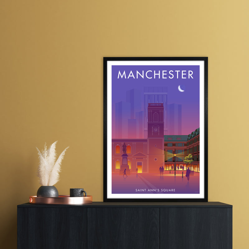 Manchester St Annes Sq Art Print by Stephen Millership A1 White Frame