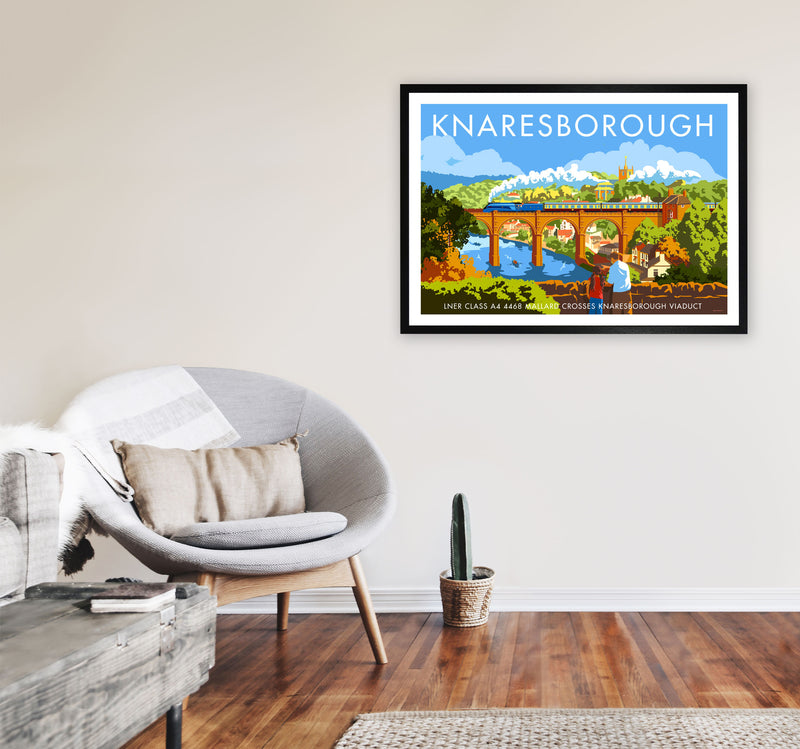 Knaresborough by Stephen Millership Yorkshire Art Print, Vintage Travel Poster A1 White Frame