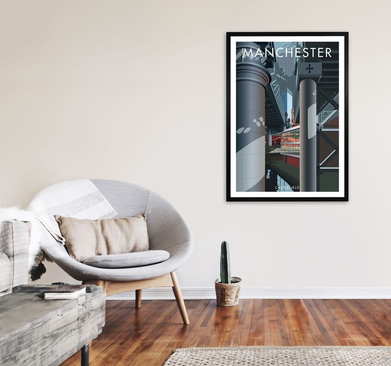 Manchester by Stephen Millership A1 White Frame