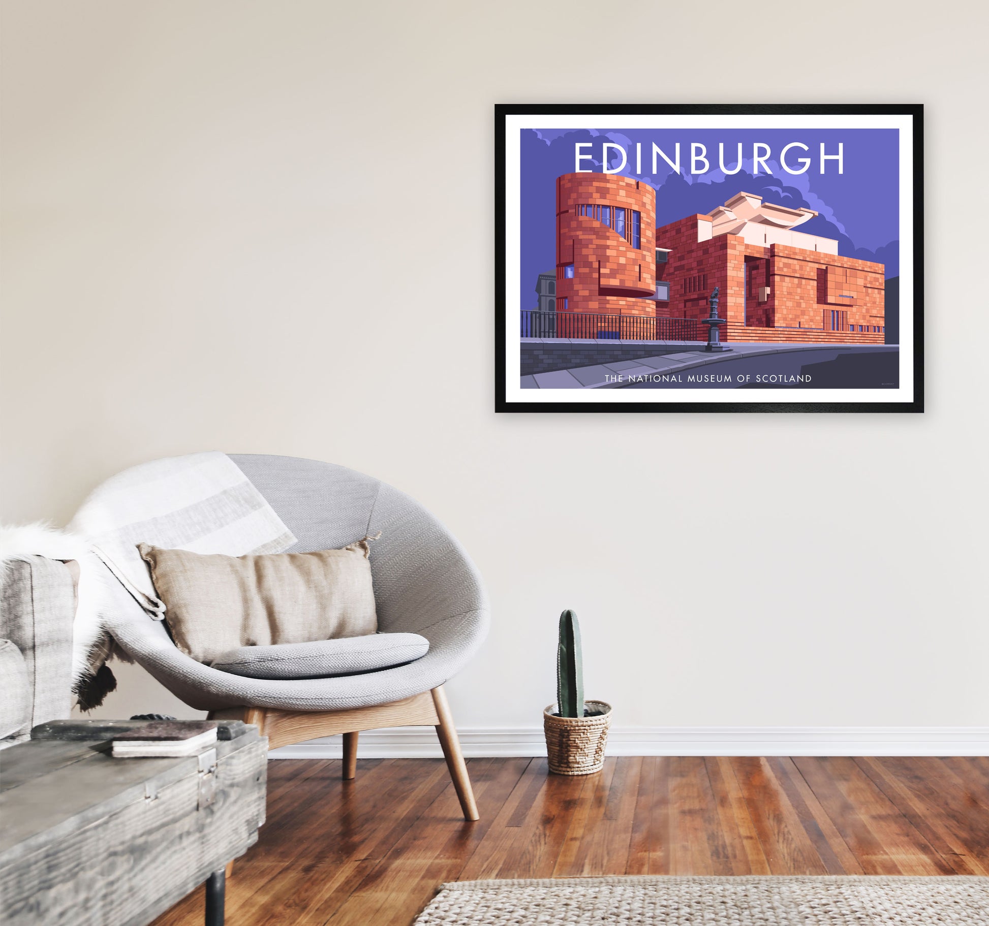 Edinburgh by Stephen Millership A1 White Frame