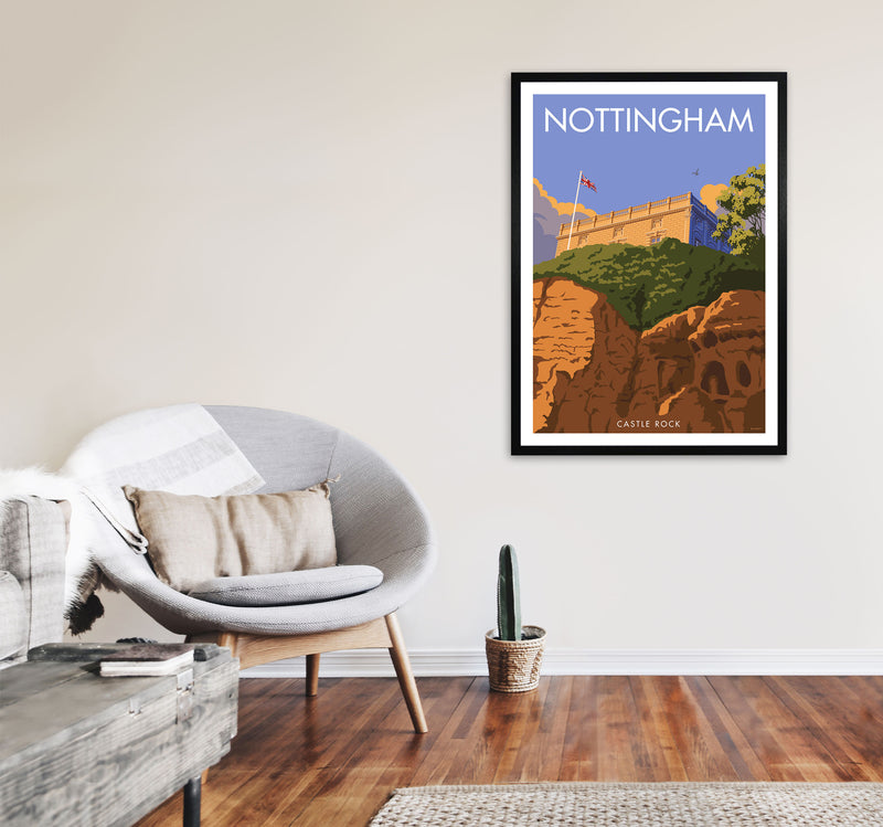 Castle Rock Nottingham Framed Digital Art Print by Stephen Millership A1 White Frame