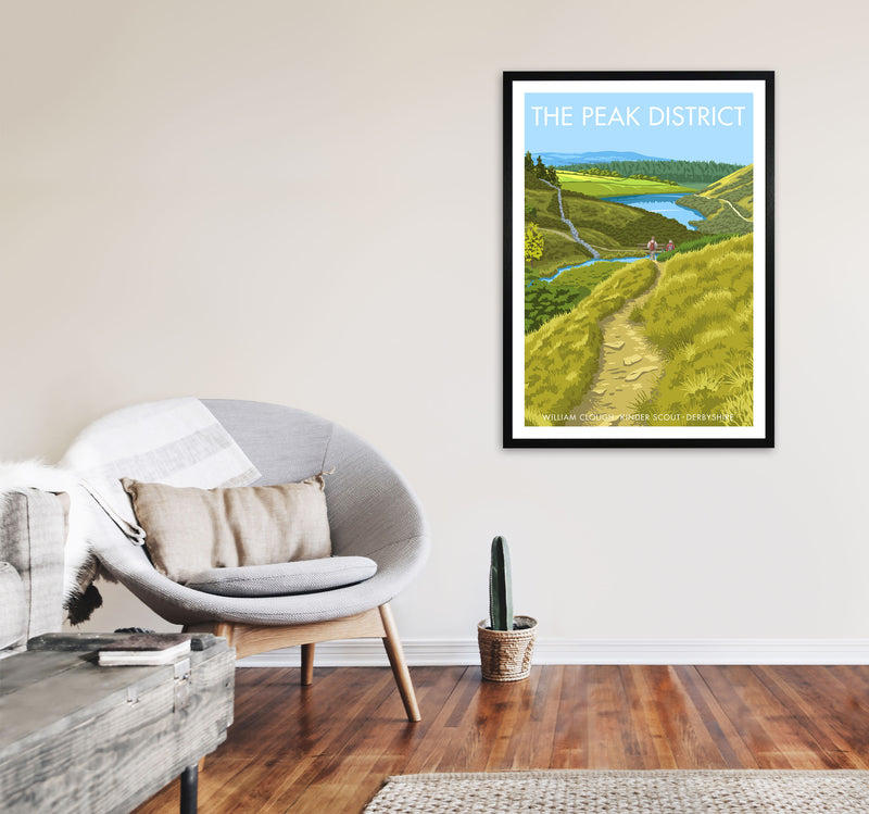The Peak District Framed Digital Art Print by Stephen Millership A1 White Frame