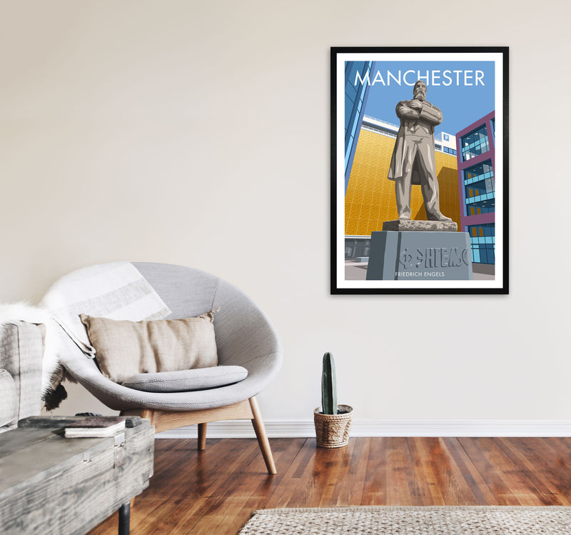 Manchester Framed Digital Art Print by Stephen Millership A1 White Frame