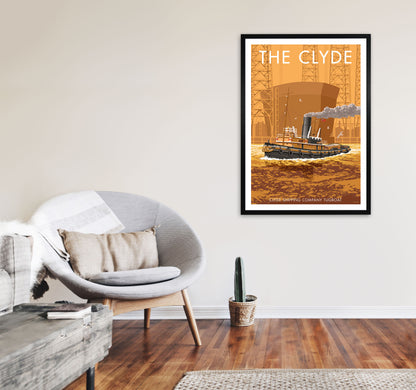 The Clyde Art Print by Stephen Millership A1 White Frame