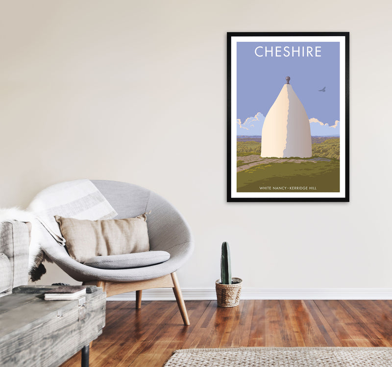 Cheshire White Nancy Travel Art Print by Stephen Millership A1 White Frame