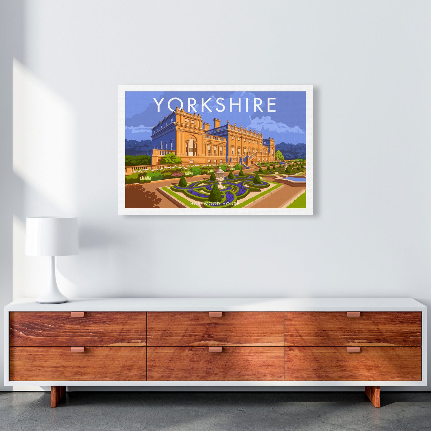 Yorkshire Landscape Art Print Vintage Travel Poster by Stephen Millership A1 Canvas