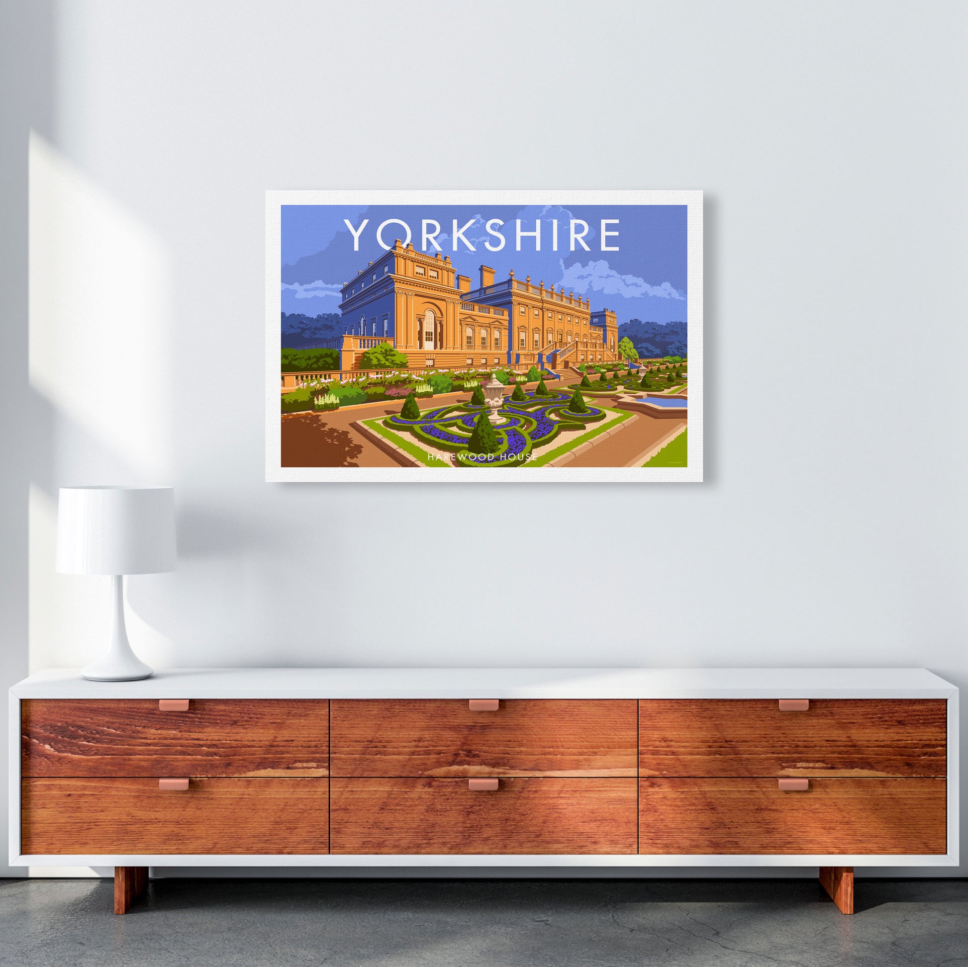 Yorkshire Landscape Art Print Vintage Travel Poster by Stephen Millership A1 Canvas