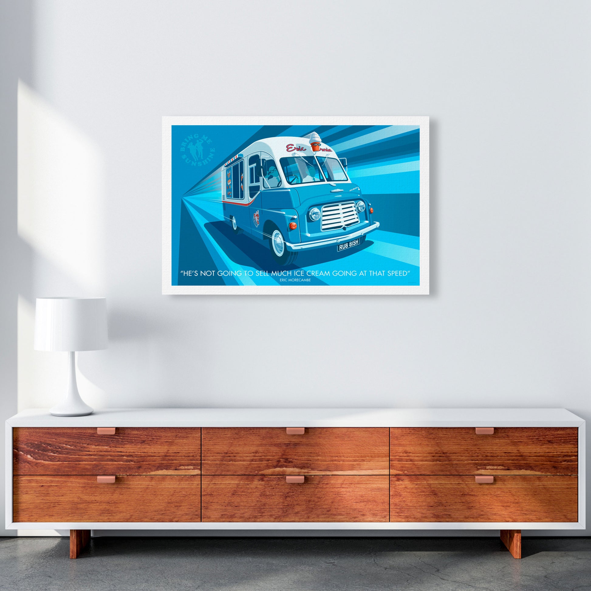 He's Not Going To Sell Much Ice Cream Going At That Speed by Stephen Millership A1 Canvas