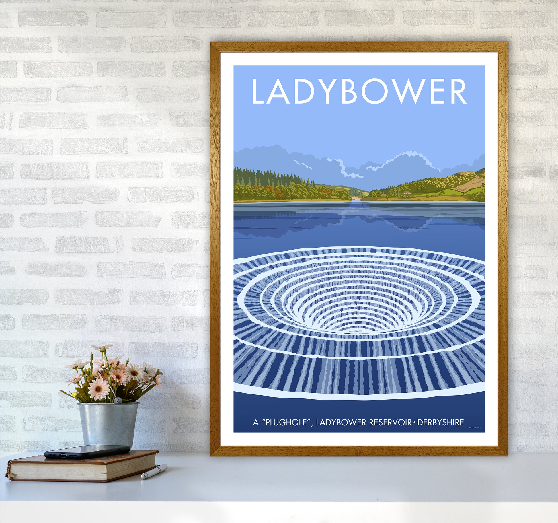 Derbyshire Ladybower Travel Art Print By Stephen Millership A1 Print Only