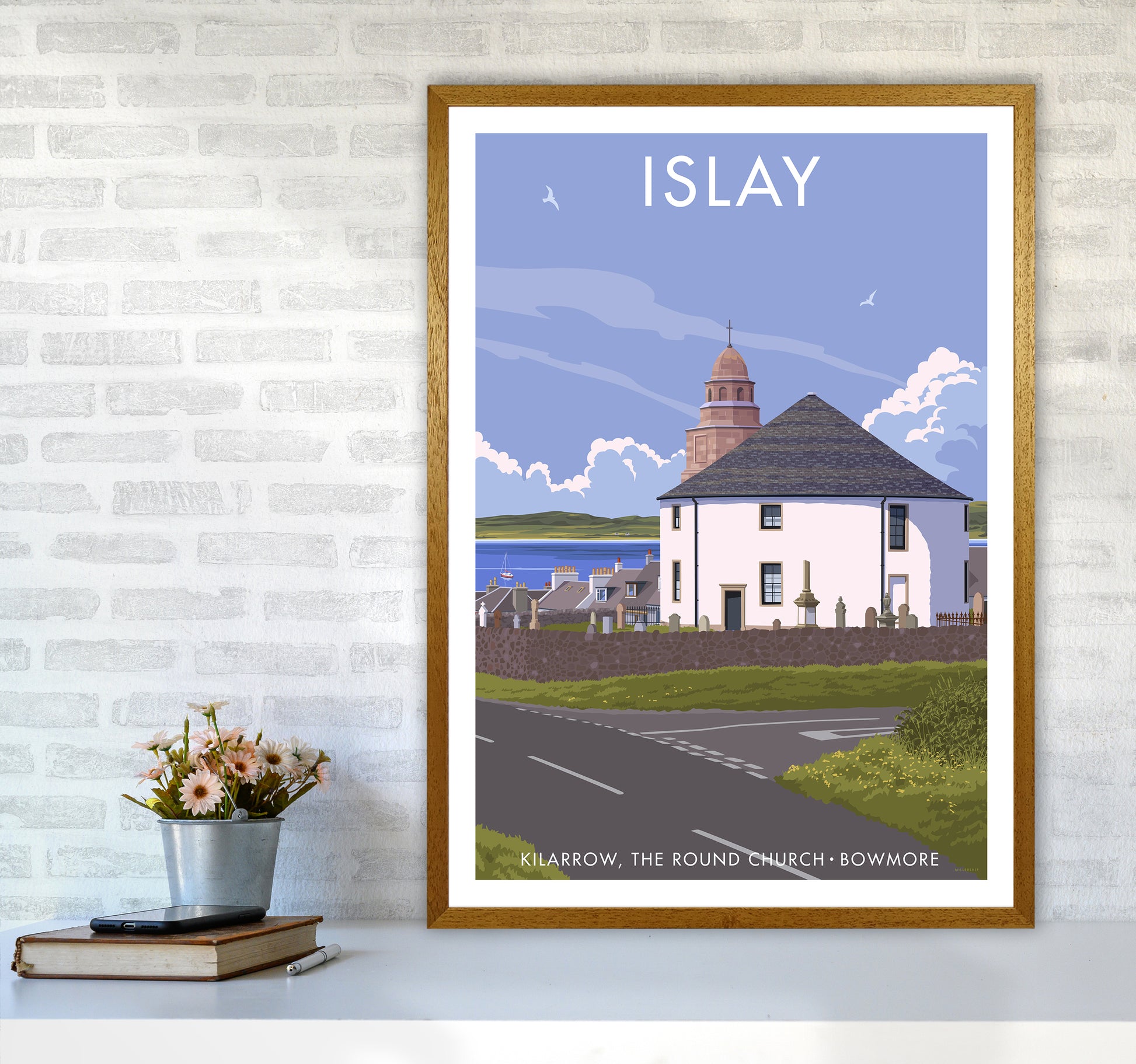 Islay Bowmore Travel Art Print By Stephen Millership A1 Print Only