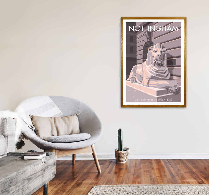 Nottingham Lion Sculpture Art Print by Stephen Millership A1 Print Only