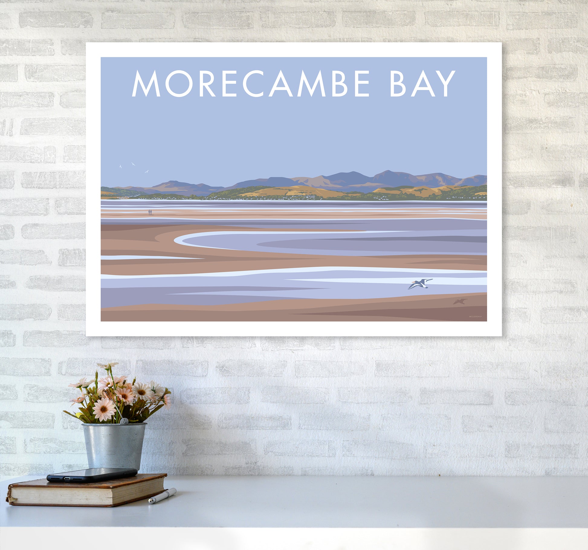 Morecambe Bay Travel Art Print By Stephen Millership A1 Black Frame