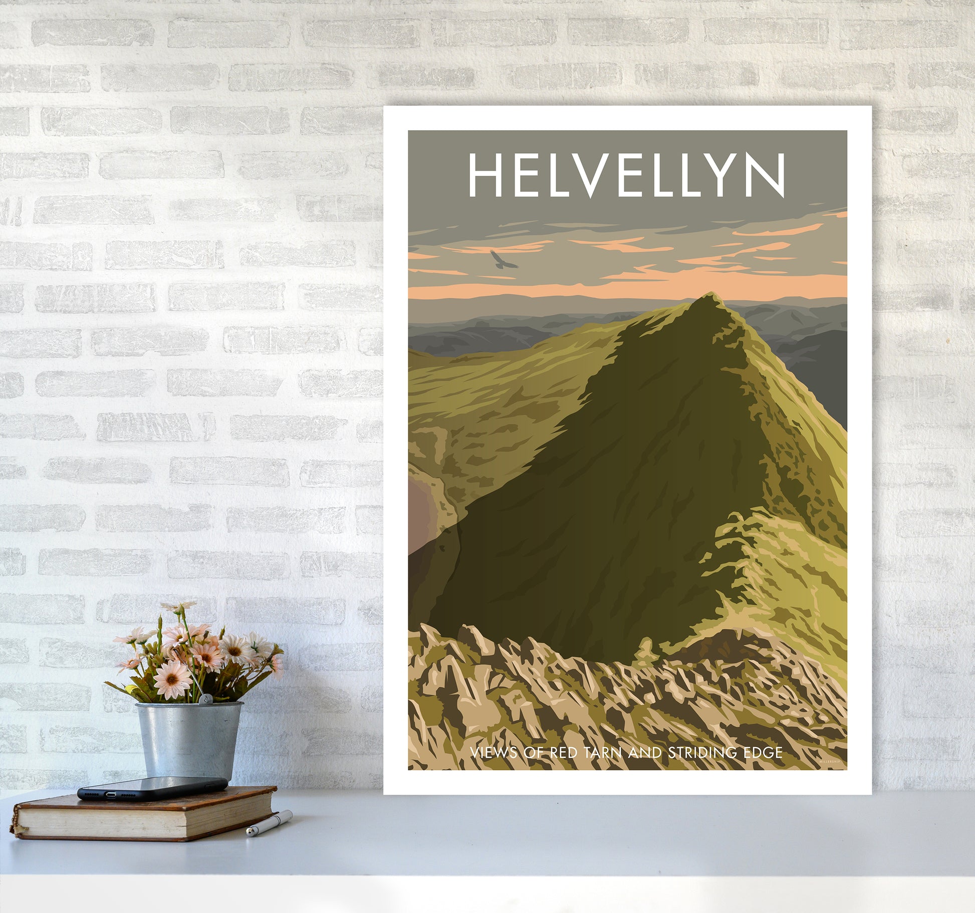 The Lakes Helvellyn Travel Art Print By Stephen Millership A1 Black Frame