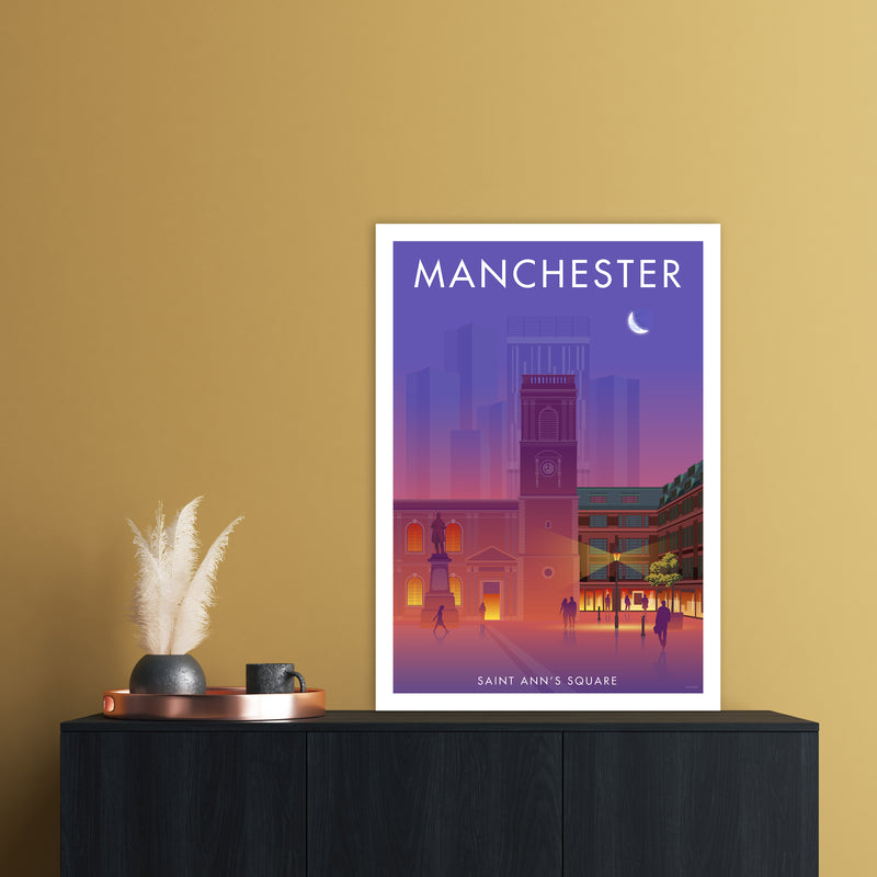 Manchester St Annes Sq Art Print by Stephen Millership A1 Black Frame