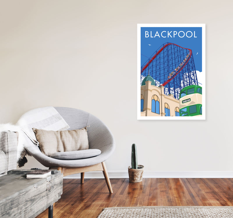 Blackpool by Stephen Millership A1 Black Frame