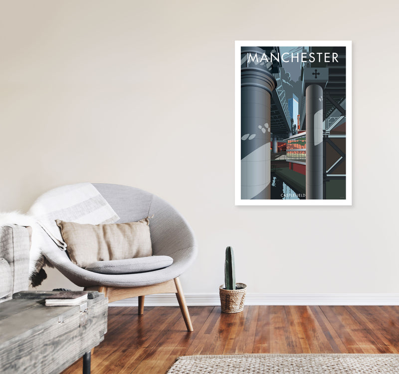Manchester by Stephen Millership A1 Black Frame