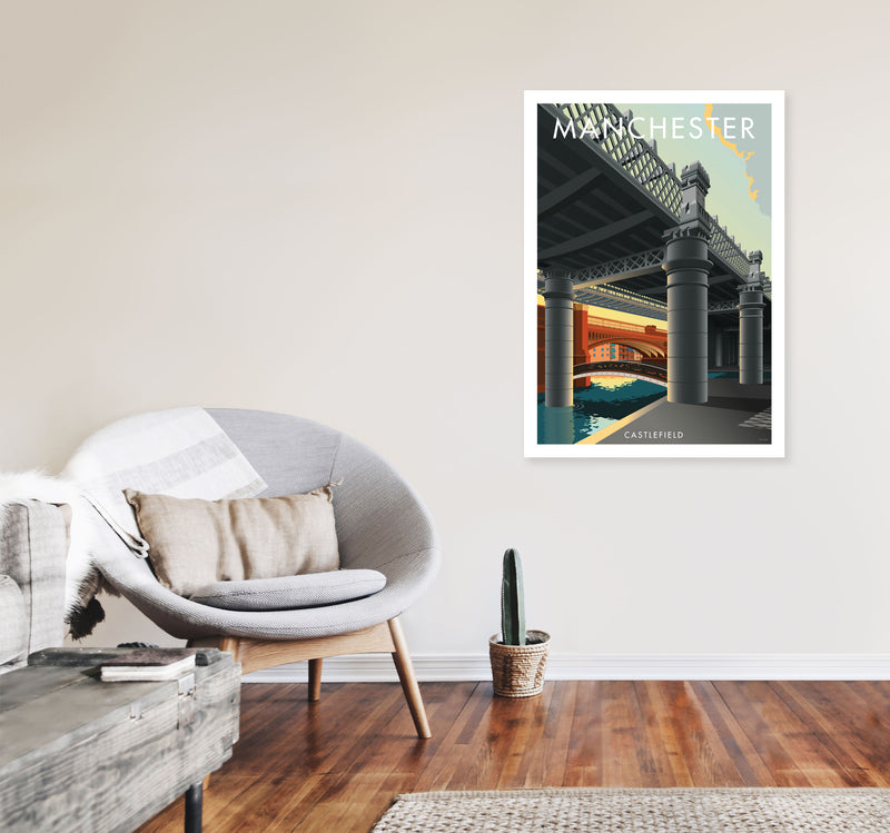 Manchester by Stephen Millership A1 Black Frame