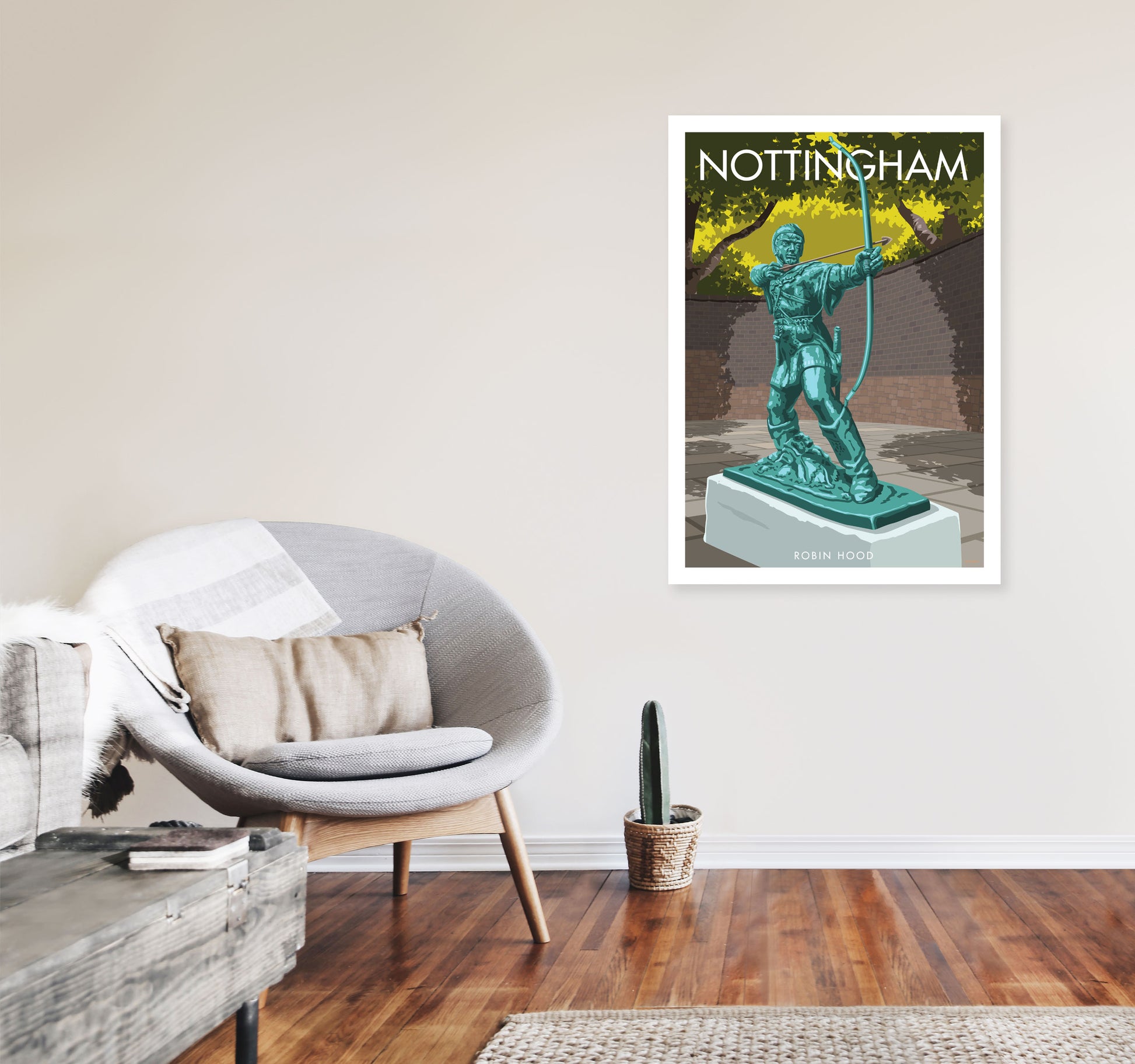 Nottingham Art Print by Stephen Millership A1 Black Frame