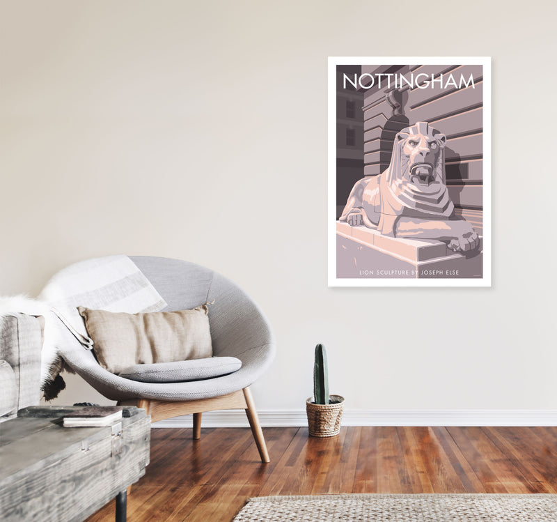Nottingham Lion Sculpture Art Print by Stephen Millership A1 Black Frame