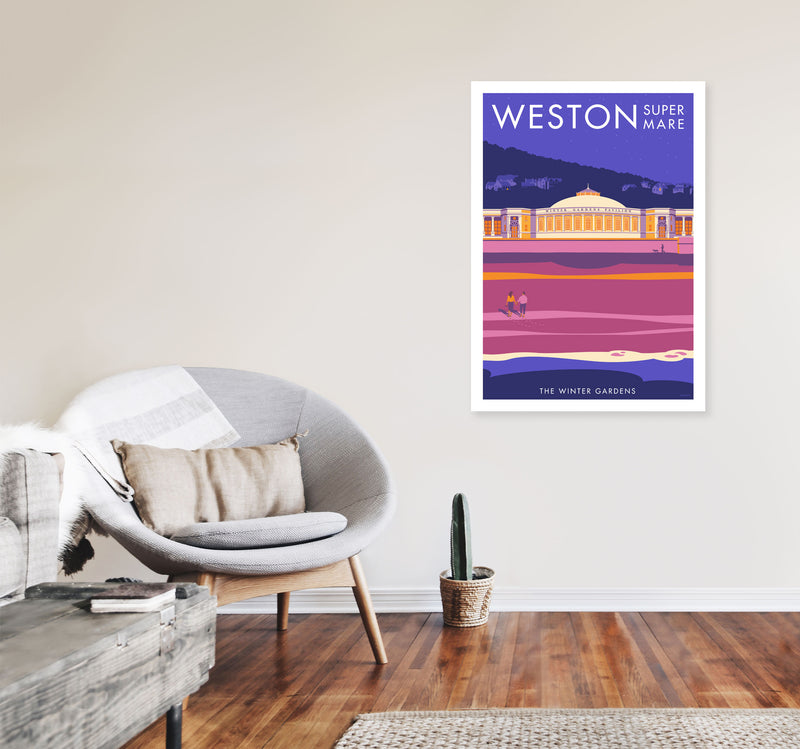 Weston-super-mare Art Print by Stephen Millership A1 Black Frame
