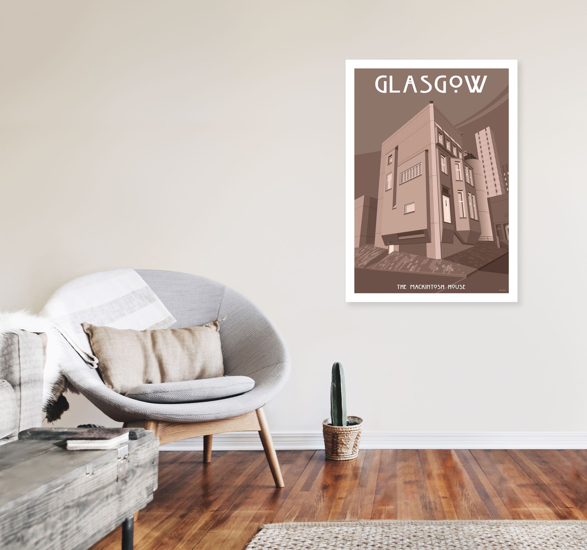 Glasgow Art Print by Stephen Millership A1 Black Frame