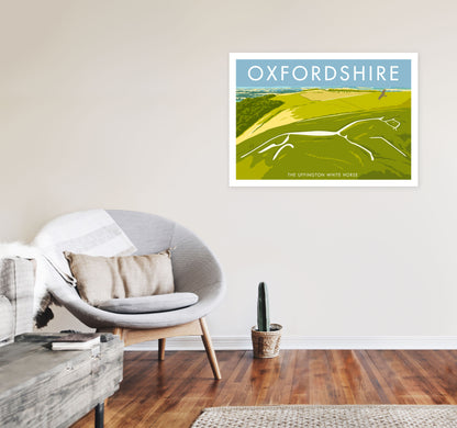 The Uffington White Horse Oxfordshire Art Print by Stephen Millership A1 Black Frame