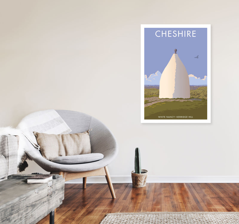 Cheshire White Nancy Travel Art Print by Stephen Millership A1 Black Frame