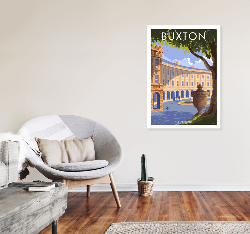 Buxton Crescent Derbyshire Travel Art Print by Stephen Millership A1 Black Frame