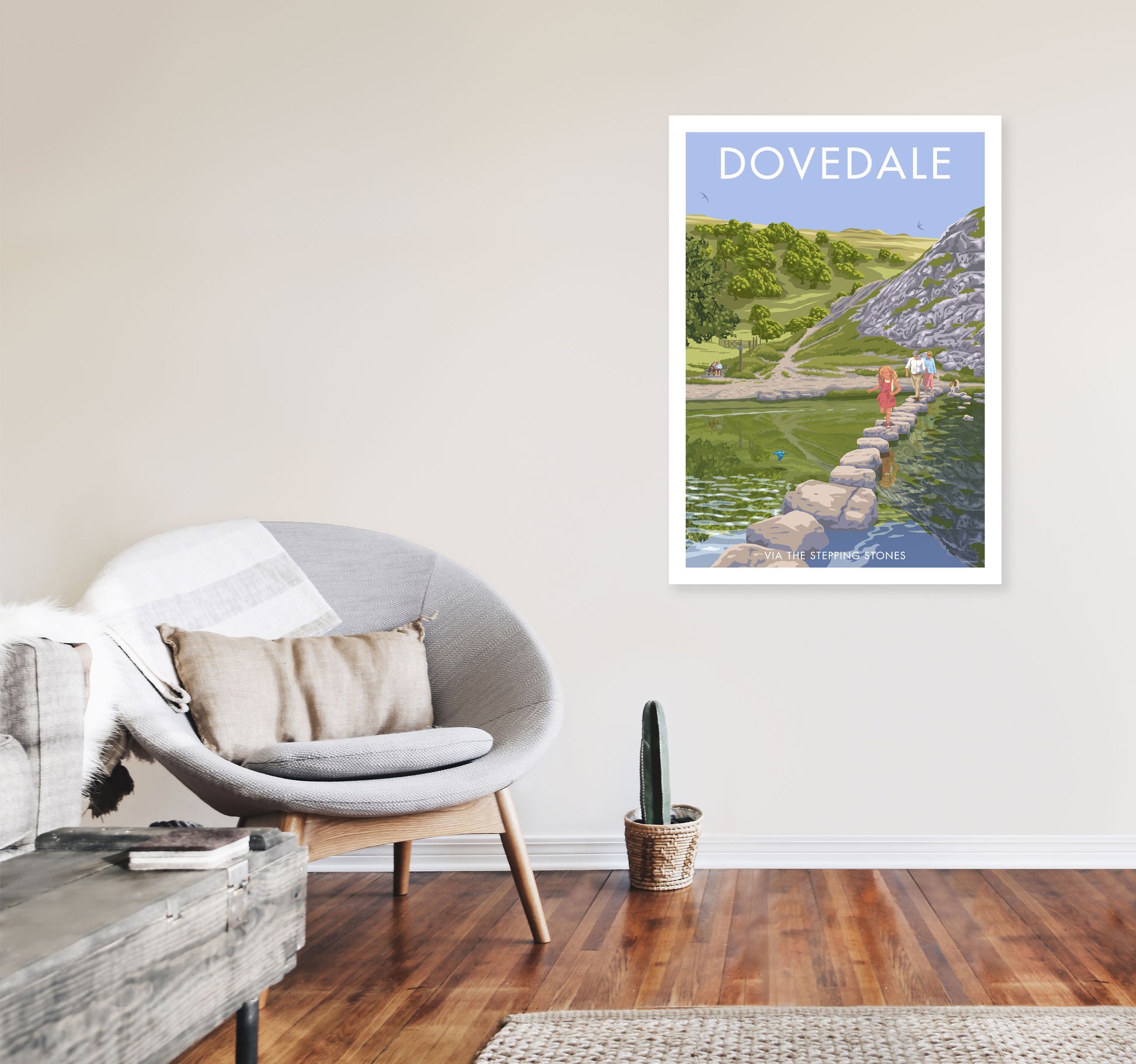 Dovedale Derbyshire Travel Art Print by Stephen Millership A1 Black Frame