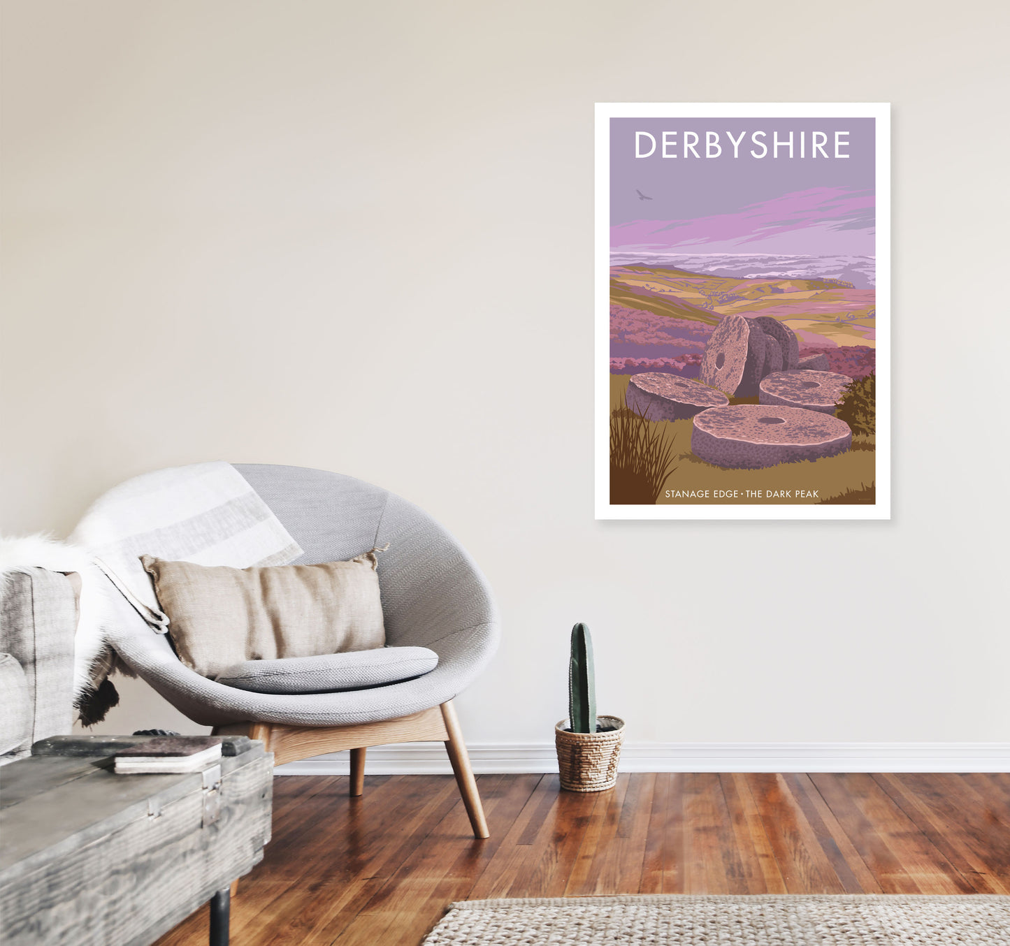 Stanage Edge Derbyshire Travel Art Print by Stephen Millership A1 Black Frame