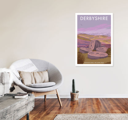 Stanage Edge Derbyshire Travel Art Print by Stephen Millership A1 Black Frame