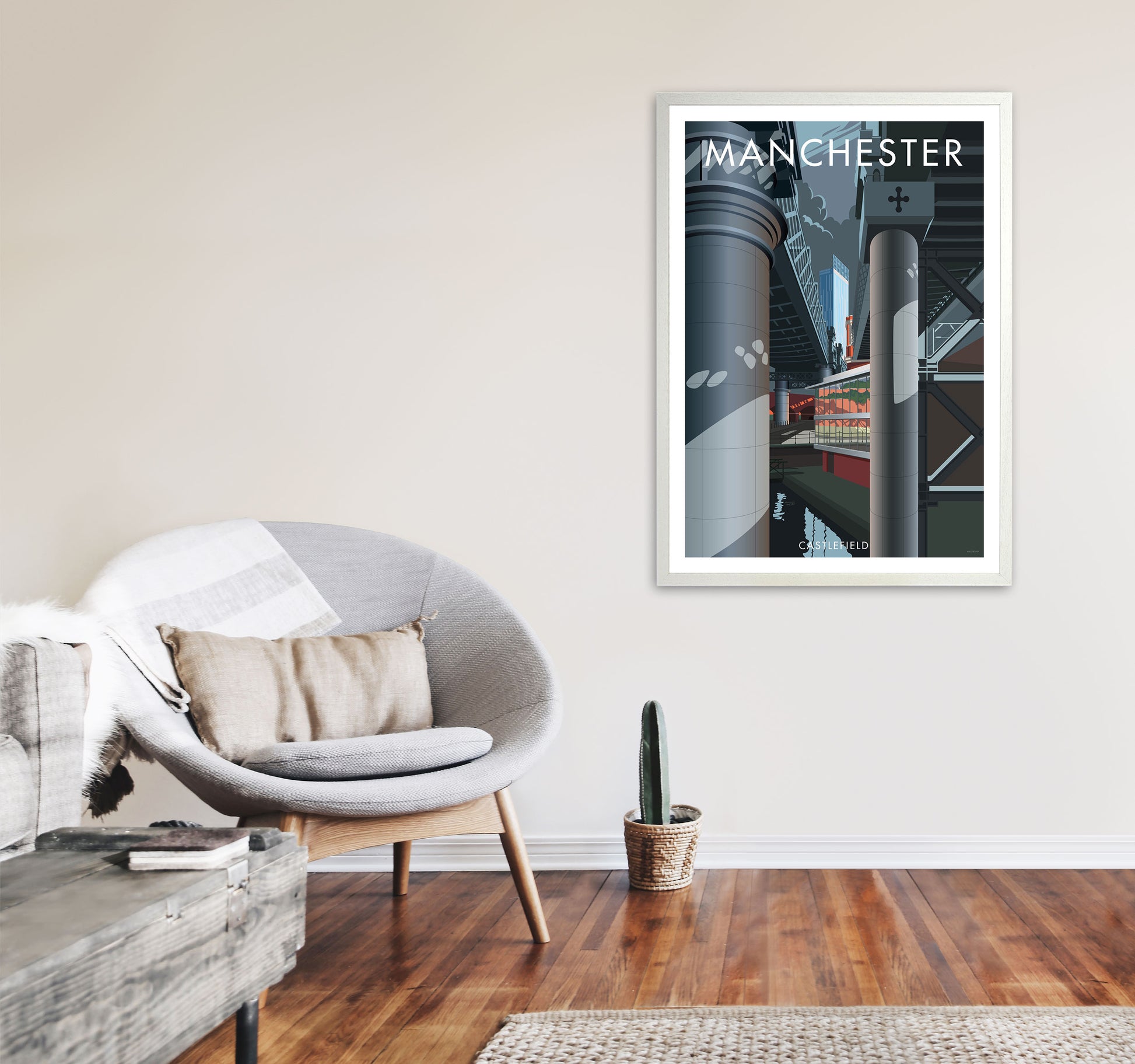 Manchester by Stephen Millership A1 Oak Frame