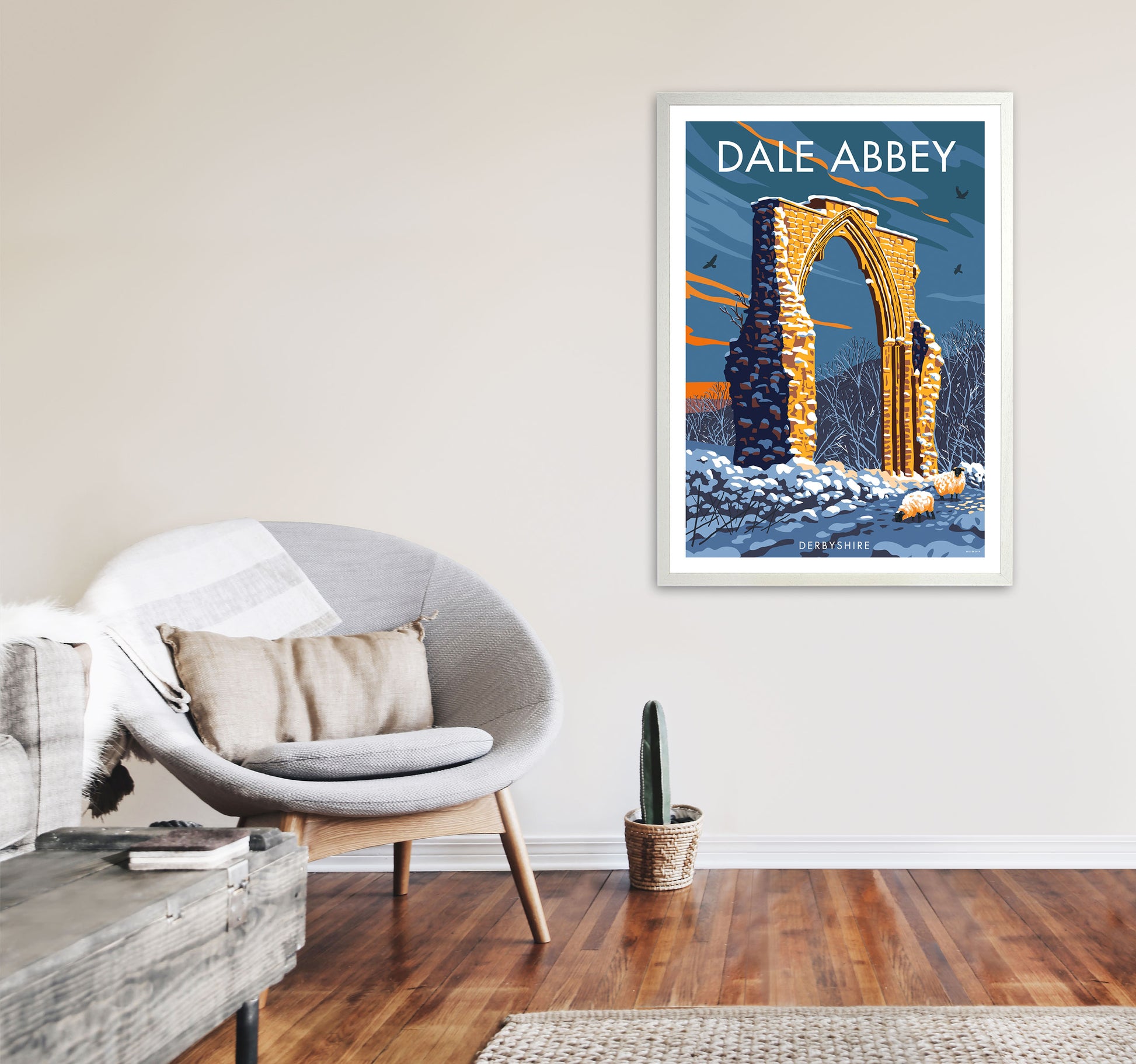 Dale Abbey Derbyshire Art Print by Stephen Millership A1 Oak Frame