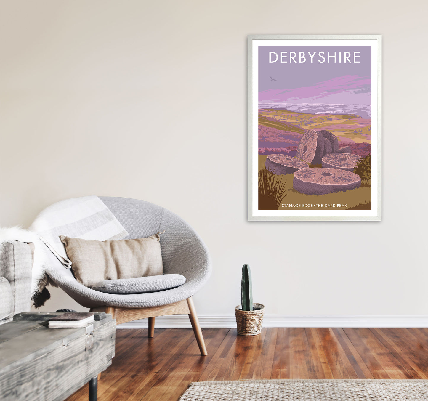 Stanage Edge Derbyshire Travel Art Print by Stephen Millership A1 Oak Frame