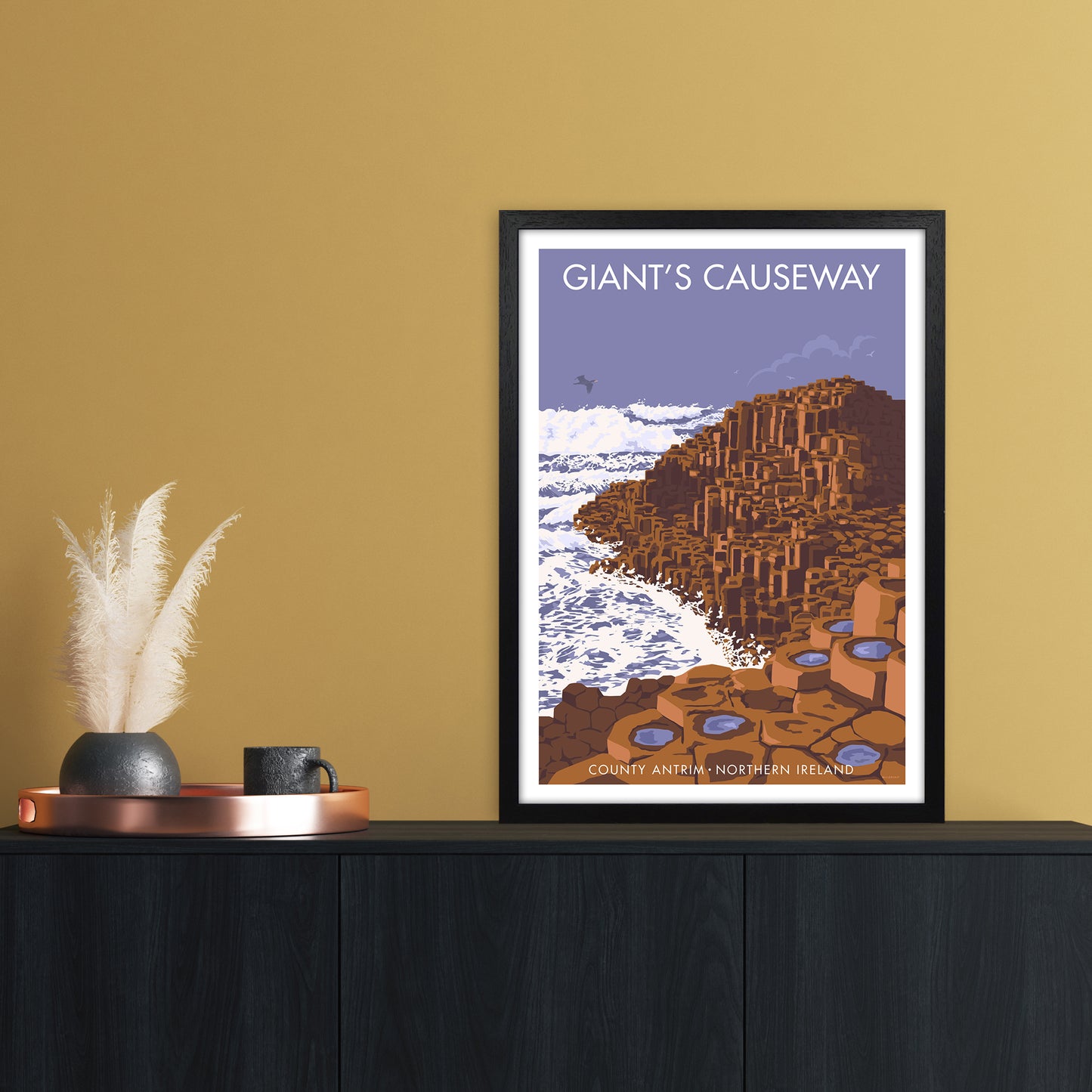 NI Giant'S Causeway Art Print by Stephen Millership A2 White Frame