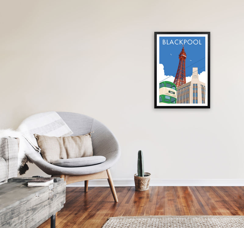 Blackpool by Stephen Millership A2 White Frame