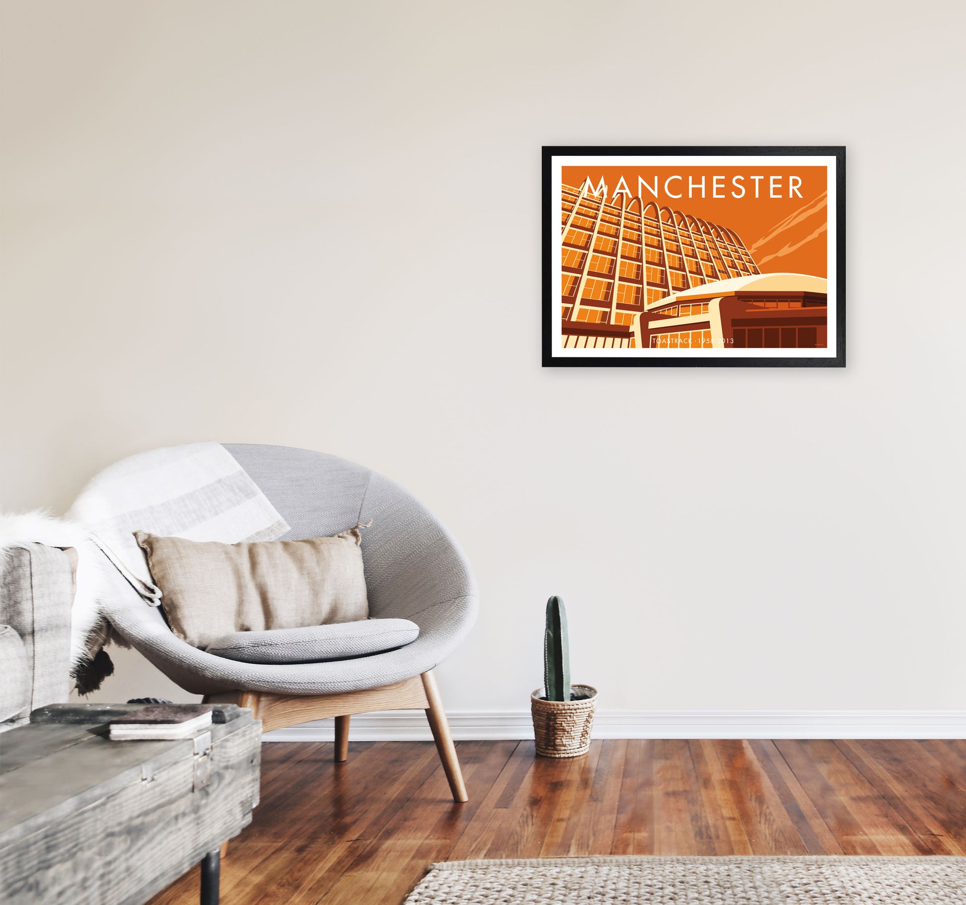 Manchester by Stephen Millership A2 White Frame
