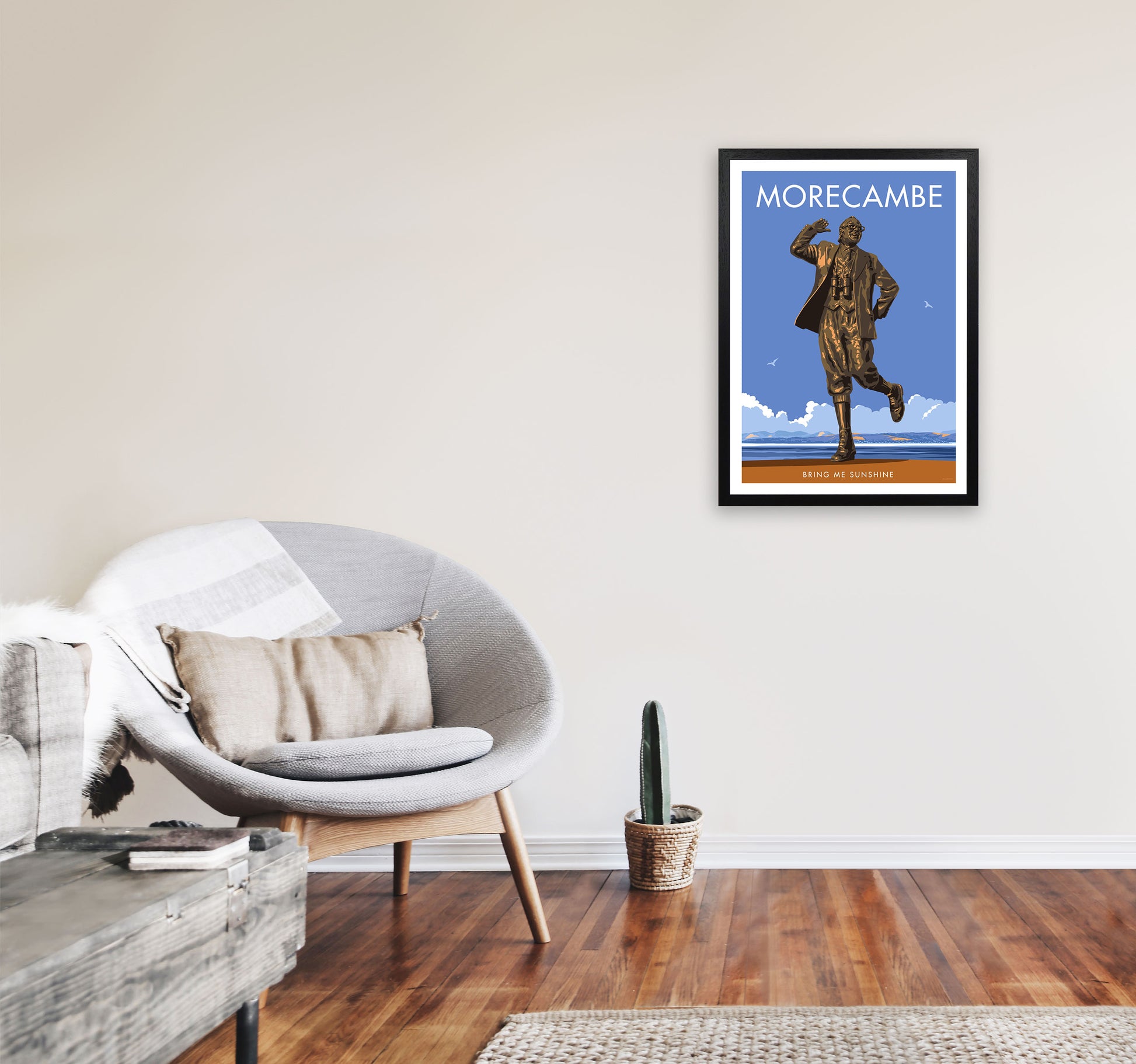 Morecambe by Stephen Millership A2 White Frame