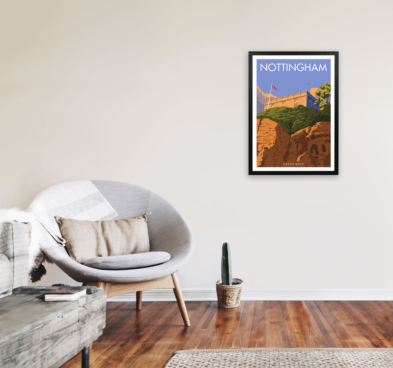 Castle Rock Nottingham Framed Digital Art Print by Stephen Millership A2 White Frame