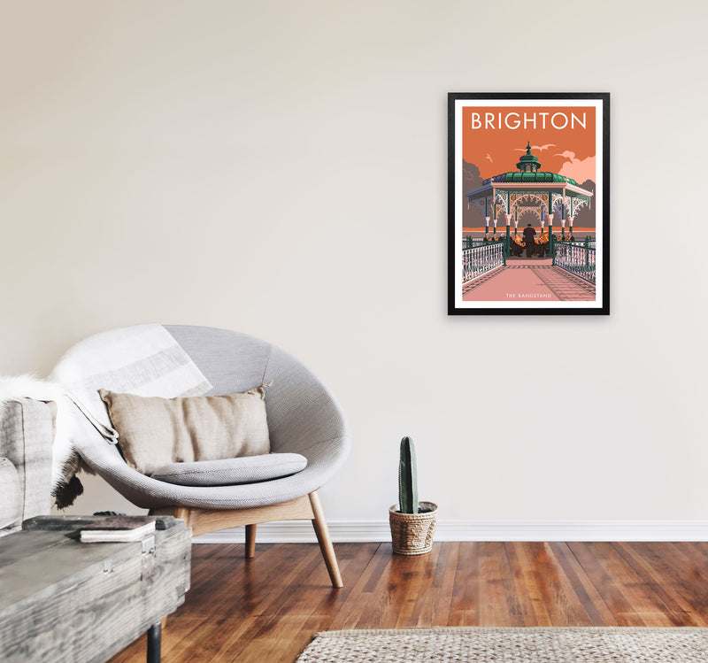 Brighton Bandstand Framed Wall Art Print by Stephen Millership, Art Poster A2 White Frame