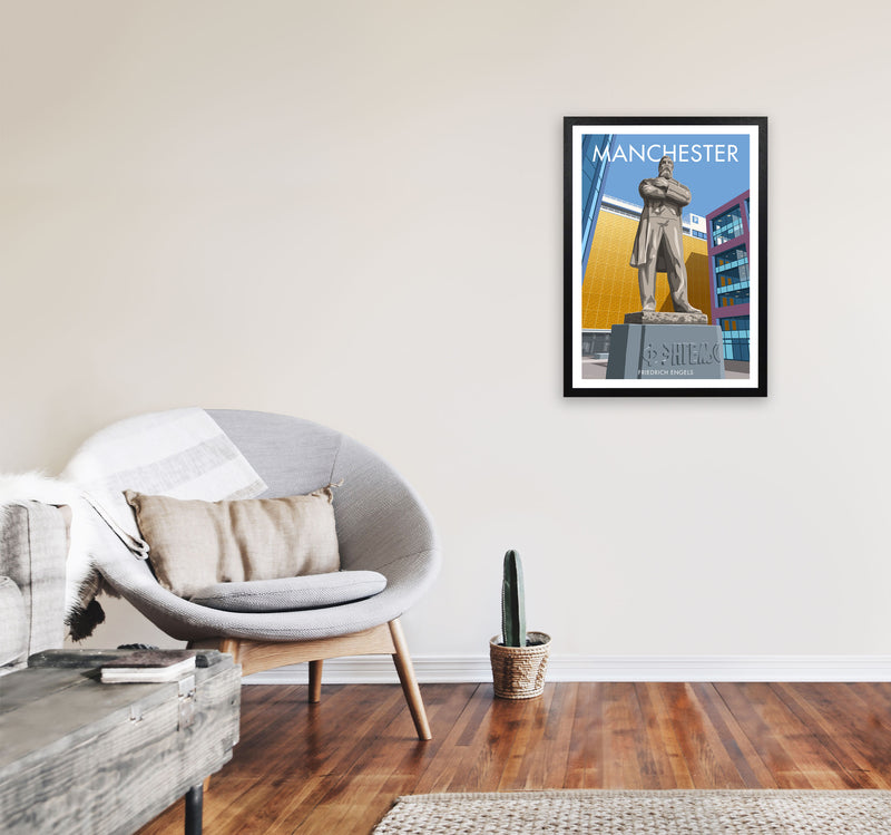 Manchester Framed Digital Art Print by Stephen Millership A2 White Frame