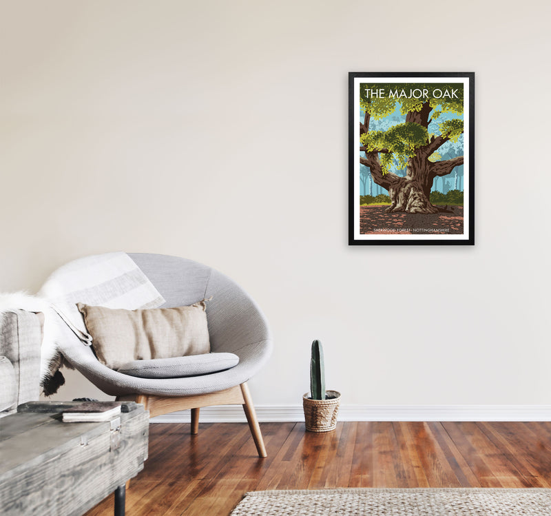 The Major Oak Art Print by Stephen Millership A2 White Frame