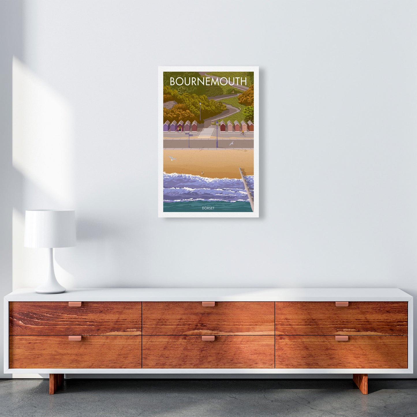 Bournemouth Huts Travel Art Print by Stephen Millership A2 Canvas