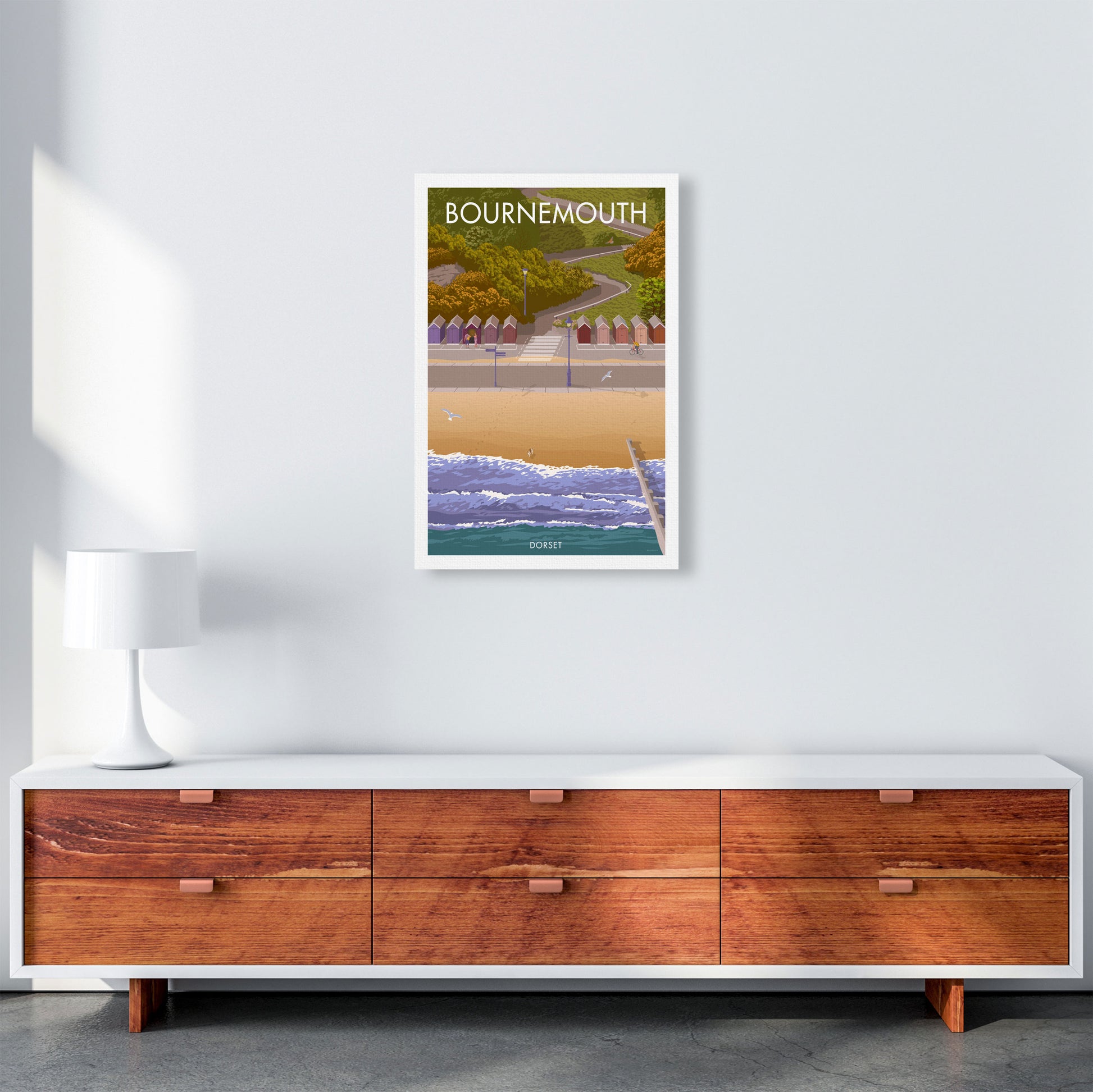 Bournemouth Huts Travel Art Print by Stephen Millership A2 Canvas
