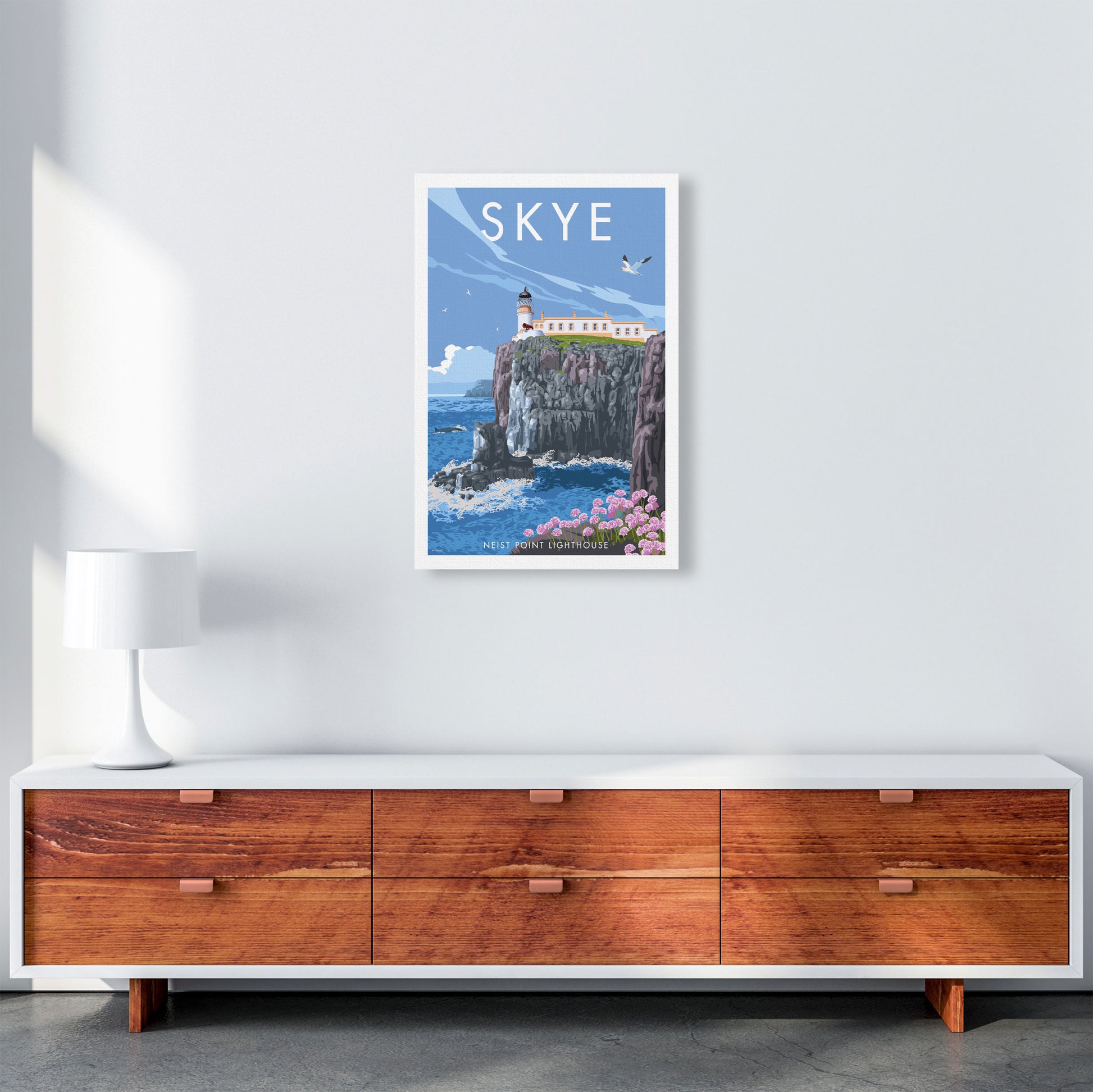 Neist Point Lighthouse Skye Art Print by Stephen Millership A2 Canvas