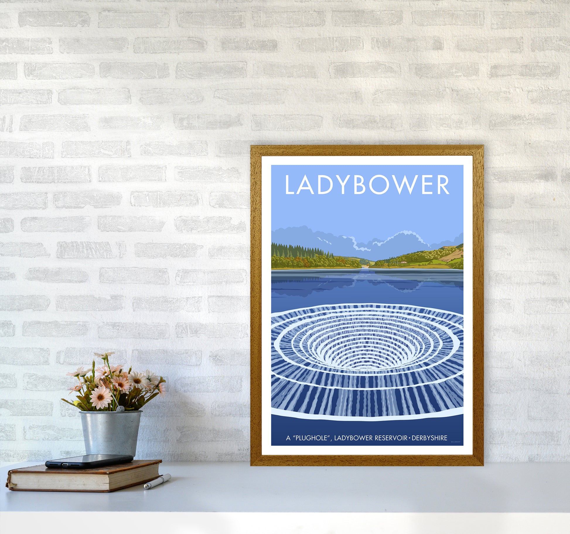 Derbyshire Ladybower Travel Art Print By Stephen Millership A2 Print Only